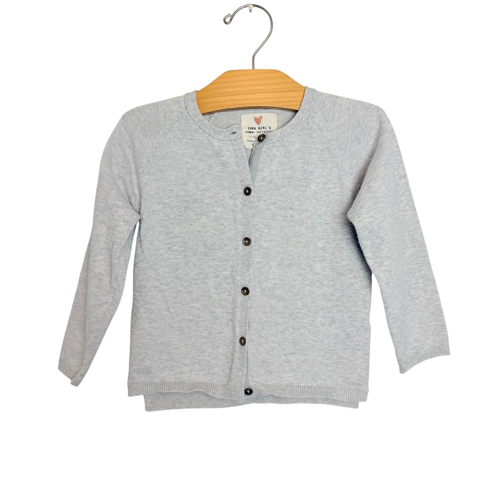 Zara Girls Light Gray Heather Button Front Knit Cardigan Sweater Size 3-4 Years
